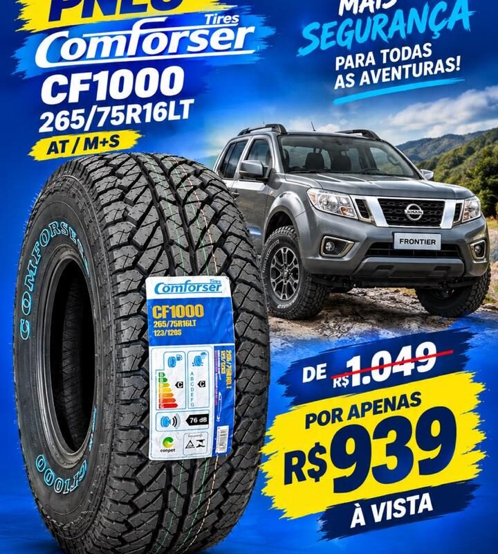 Pneu 265/75R16 Comforser CF1000 All Terrain AT LT 123/120S 10 Lonas (Letra Branca)